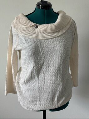 Sag Harbor Cream Cowl Neck Textured Sweater